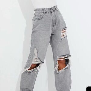 PrettyLittleThing Light Gray Denim Jeans